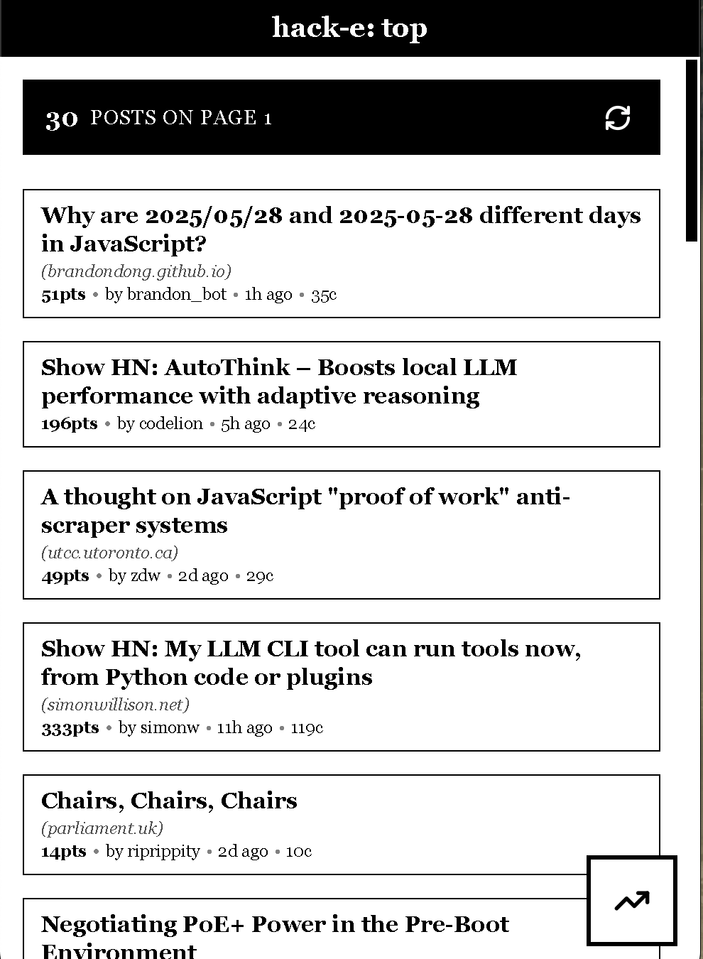 Screenshot of hack-e app interface